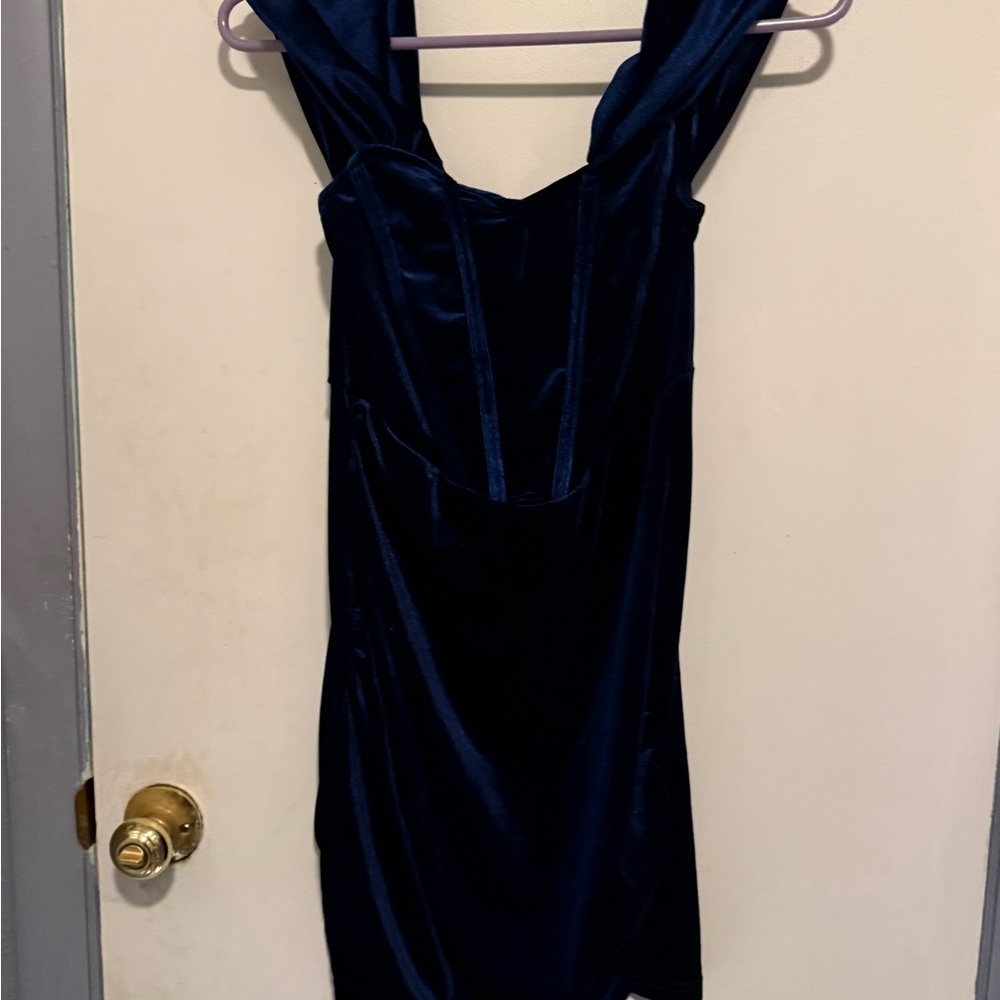 Cider Soft Solid Velvet Mini Dress